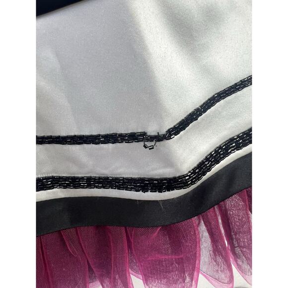 Y2K Xcite White Dress black beads hot pink Tulle Rock, Goth, Edgy 6 Prom formal - Picture 8 of 16